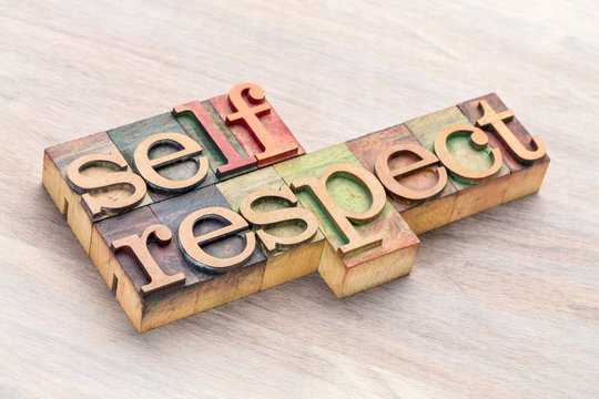 self-respect word abstract in wood type