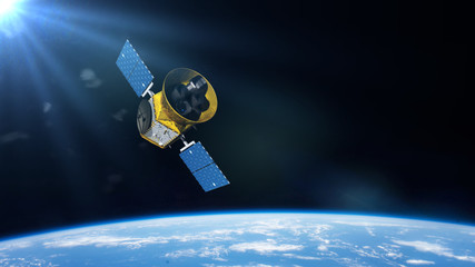 Transiting Exoplanet Survey Satellite (TESS) space telescope in orbit of planet Earth