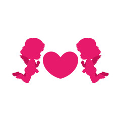 Clip art of two cute cherubs & a heart in pink shades which can be used for creating your wallpapers, backgrounds, backdrop images, fabric patterns, clothing prints, labels, crafts & other projects