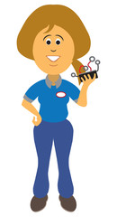 A service technician is explaining to a customer that they need a new gizmo