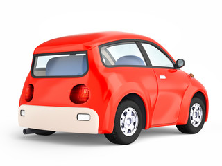 Fototapeta premium small cute red car back