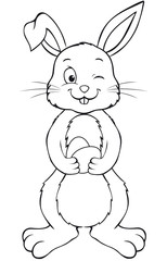 Cute Easter Bunny holding Easter Eggs Coloring page 