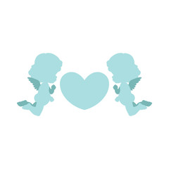 Clip art of two cute cherubs & a heart in blue shades which can be used for creating your wallpapers, backgrounds, backdrop images, fabric patterns, clothing prints, labels, crafts & other projects