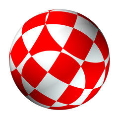 The Ball with red white pattern. 3D illustration / 
