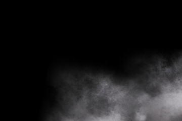 White powder. Grainy abstract texture on black background.