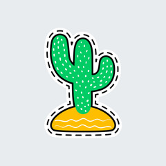 Cacti in patch style. Clip Art for sticker or pin.