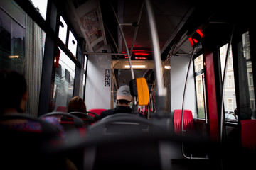 Man in bus, Prague, czech republic