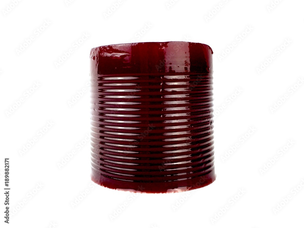 Wall mural canned, jellied cranberry sauce isolated on a white background