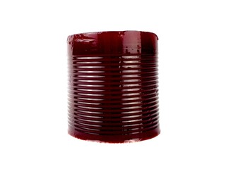 Canned, jellied cranberry sauce isolated on a white background © jlmcanally