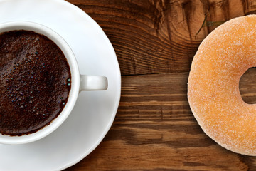 Extremely tasty sweet donut together with aromatic coffee full of caffeine is an unforgettable taste and relaxation experience after every effort, both mental and physical.
