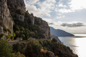 Fototapeta na wymiar Amalfi coast on Sorrento Peninsula in Italy