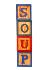 Word Soup Spelled With Toy Wooden Blocks