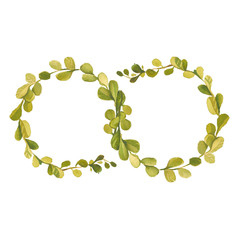 Watercolor wedding rustic wreath painting art, rural restaurant banner background with natural watercolor splash textures.