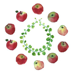 Watercolor wedding rustic wreath painting art, rural restaurant banner background with natural watercolor splash textures.