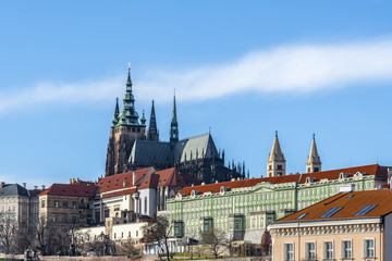 Fototapeta premium Blue sky over the spires of the old Cathedral