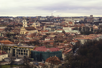 Fototapeta na wymiar antique building view in Old Town Vilnius, Lithuanian