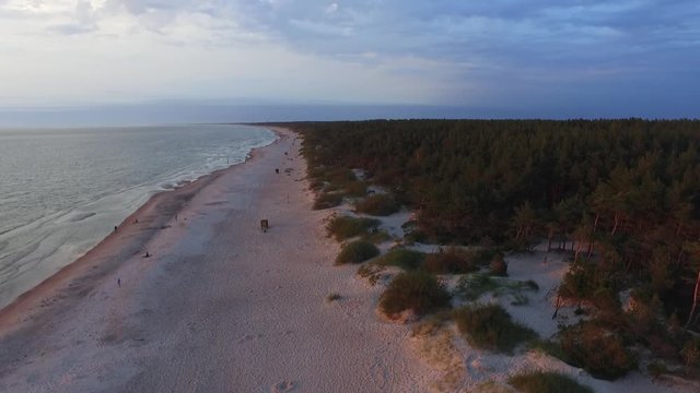 Flying in palanga beach calm and nice evening
