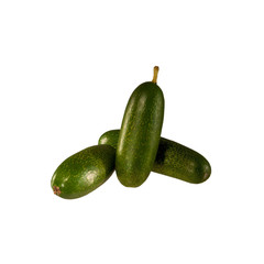 Fresh seedless cocktail avocado isolated on white background. Cucumber avocado. Marks and Spencer new genetic gift for avocado fans.