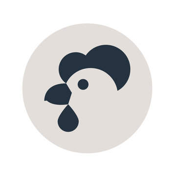Logotipo cabeza de gallina en circulo gris