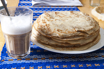 Pancakes. Thin pancakes. Russian bliny.