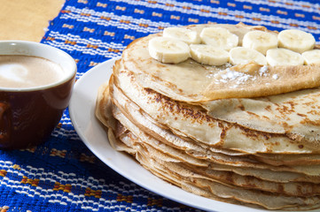 Pancakes. Thin pancakes. Russian bliny.