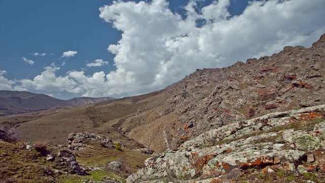 Nature Of Talysh Desert Mountains. Lerik. Dolly Motion Time Lapse