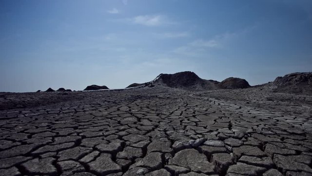 Cracked Dry Earth. Gabustan Mud Volcano. Deepest Place