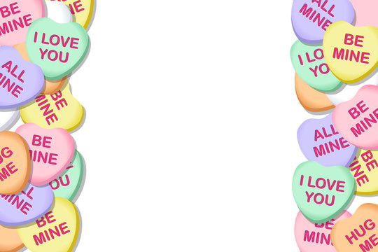 Valentines Day Candy Hearts Vector Background Border 2