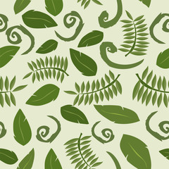 Tropical background with leaves. Seamless floral pattern - vector