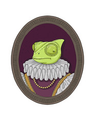 Color chameleon portrait. Vector illustration