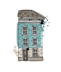 Illustration of a townhouse. Hand drawn vector illustration