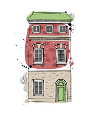 Illustration of a townhouse. Sketch style vector illustration