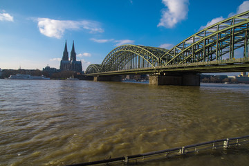 Köln Hochwasser mit Dom 2018 - 2