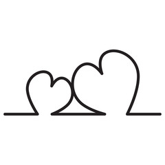 Continuous Line Two Hearts Shape vector illustration.