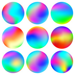 Set of abstract blurred colorful gradient spheres