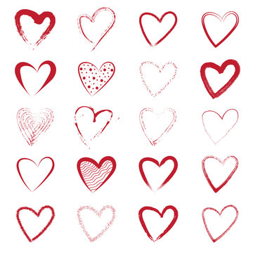 Vector red hearts icons set