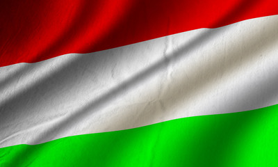 Authentic colorful textile Hungary flag