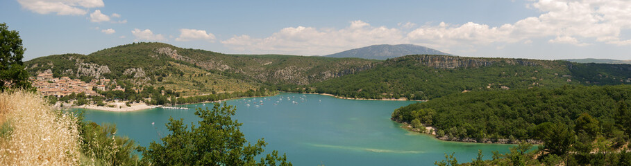 Panorama of a lake in provence in summer
