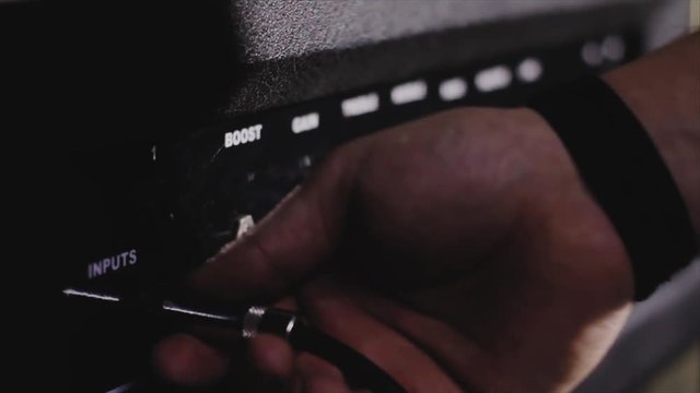 close up of black Guitar Amplifier in music studio 