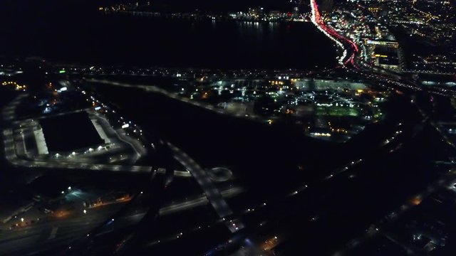 Nighttime View of Traffic in Oakland, California