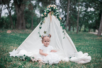 Baby girl celebrating her first birthday