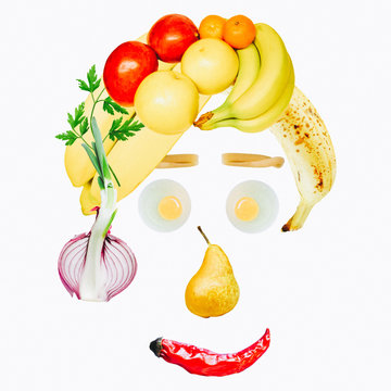 Woman face with food