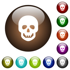 Human skull color glass buttons