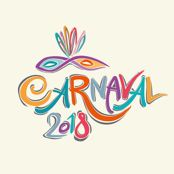 Colorful Carnaval 2018 Title with Colorful Mask.