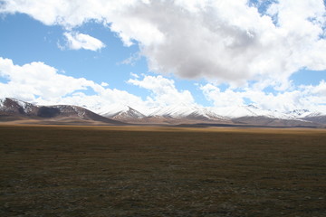 sun shining on mountains in tibet