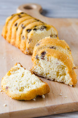 Sweet bread with raisins baked for christmas 