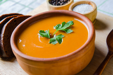 Tomato soup prepared in traditional italian style