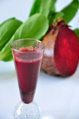 Close up Glass Shot of Beetroot Juice