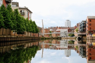 Leeds Knights Bridge Crossing the River Aire - Photo of Iconic Landmark Near Dock Entrance and...