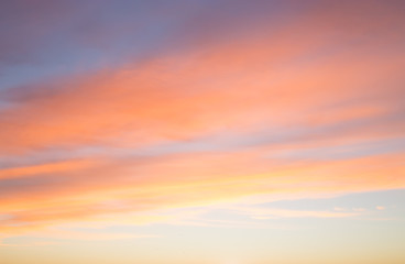 Naklejka na ściany i meble Beautiful Sunrise of Pink and Blue Shades in the Clouds